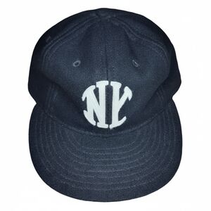Ebbets Field Flannels Vintage Black NY Knickerbockers Wool Strapback Hat Cap USA